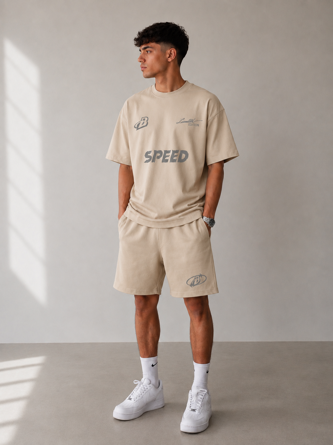 Ensemble Speed T-shirt & short ( Beige ) summer drop