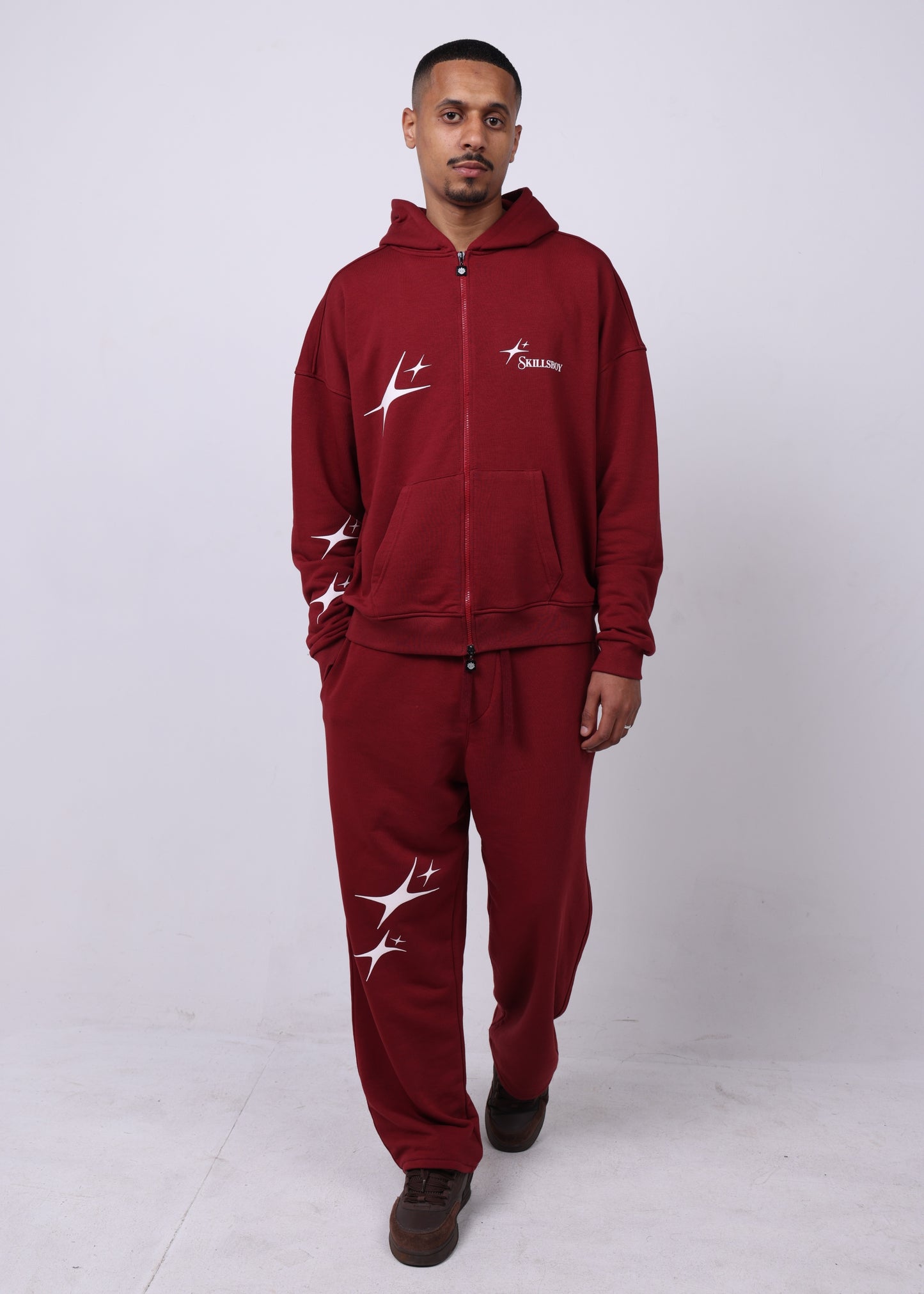 Ensemble Stars Pantalon et Sweat avec capuche zip Edition limitée ( Rouge bordeaux )