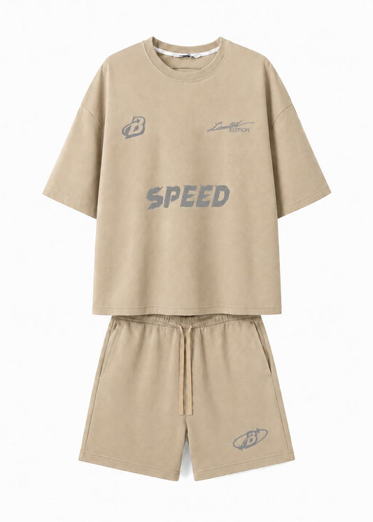 Ensemble Speed T-shirt & short ( Beige ) summer drop